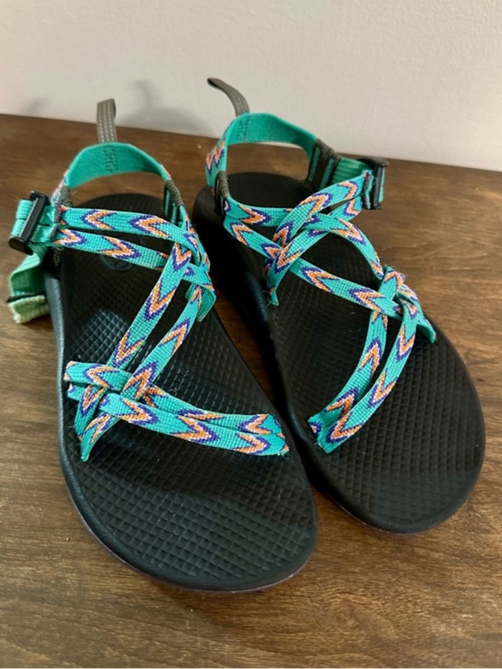 Kids Chaco Teal Blue Adjustable Hiking Athletic Sandals Youth Size 4